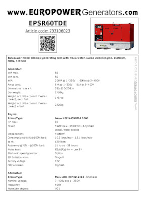Diesel Generatoren Europower EPSR60TDE (MA)
