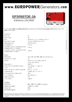Diesel Generatoren Europower EPSR60TDE-3A (MA)