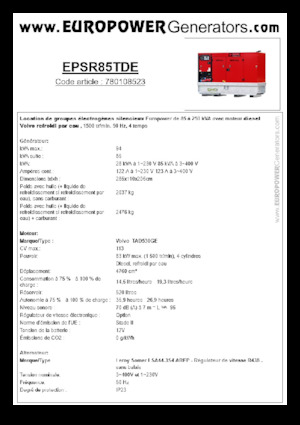 Diesel Generatoren Europower EPSR85TDE (LS)