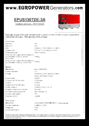 Diesel Generatoren Europower EPUS130TDE-3A (LS)