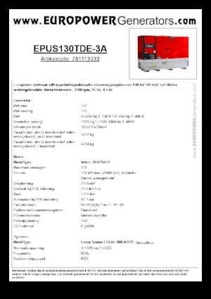 Diesel Generatoren Europower EPUS130TDE-3A (LS)