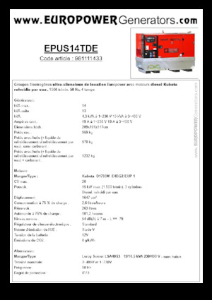 Diesel Generatoren Europower EPUS14TDE (LS)