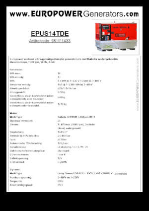 Diesel Generatoren Europower EPUS14TDE (LS)