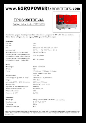 Diesel Generatoren Europower EPUS150TDE-3A (LS)