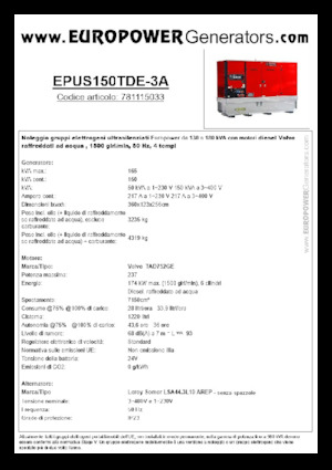 Diesel Generatoren Europower EPUS150TDE-3A (LS)