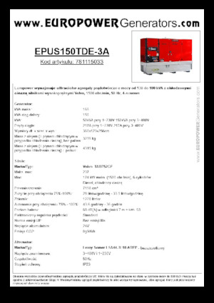 Diesel Generatoren Europower EPUS150TDE-3A (LS)