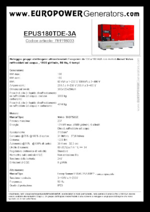 Diesel Generatoren Europower EPUS180TDE-3A (LS)