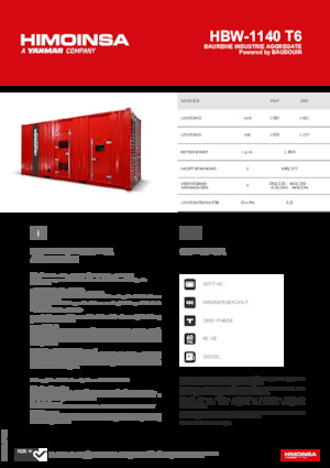 Diesel Generatoren HIMOINSA HBW-1140 T6