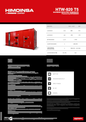 Diesel Generatoren HIMOINSA HTW-920 T5