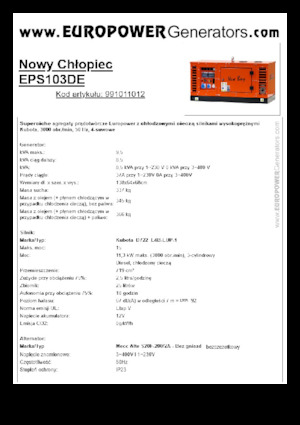 Diesel Generatoren Europower New Boy EPS103DE (MA)