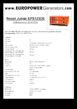 Diesel Generatoren Europower New Boy EPS123DE (S)