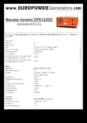 Diesel Generatoren Europower New Boy EPS123DE (S)