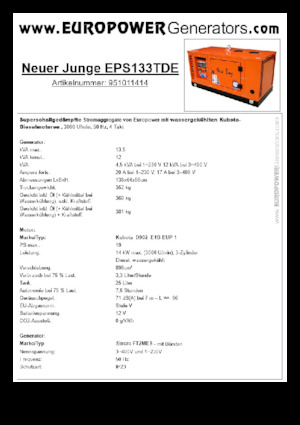 Diesel Generatoren Europower New Boy EPS133TDE (S)