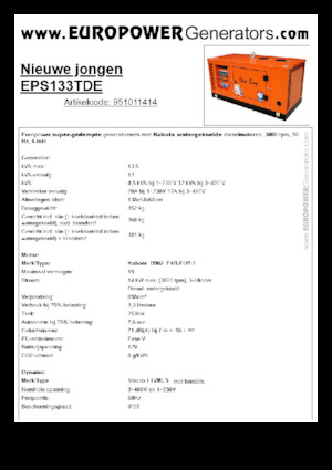 Diesel Generatoren Europower New Boy EPS133TDE (S)
