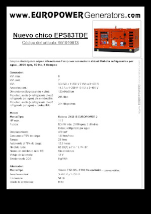 Diesel Generatoren Europower New Boy EPS83TDE (S)