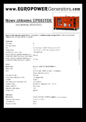 Diesel Generatoren Europower New Boy EPS83TDE (S)
