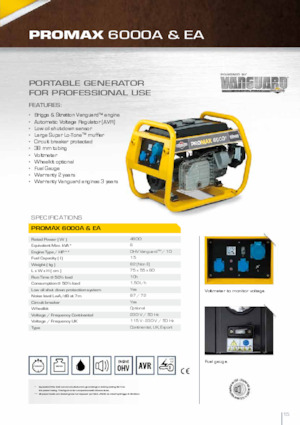 Diesel Generatoren Vanguard Promax 6000 EA