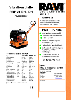 Omkeerbare Trilplaten Ravi RRP 21 DH