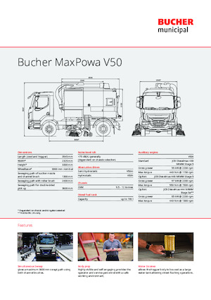 Veegwagens met dubbele werking Bucher-Schörling MaxPowa V50m