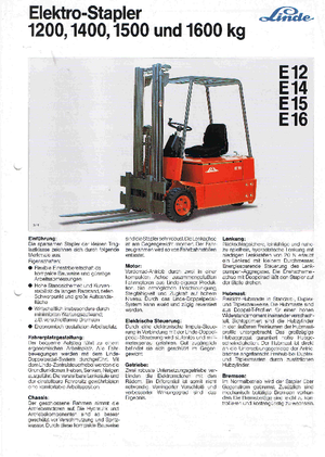 Elektrische vorkheftrucks Linde E 15
