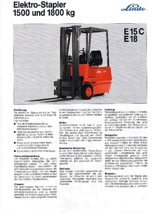 Elektrische vorkheftrucks Linde E 15 C