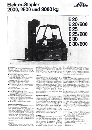 Elektrische vorkheftrucks Linde E 30