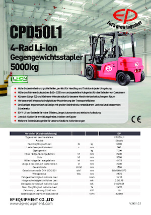 Elektrische vorkheftrucks EP CPD50L1