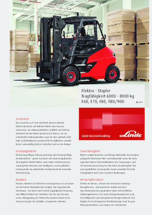 Elektrische vorkheftrucks Linde E60