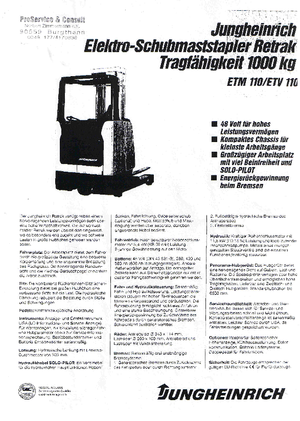 Reachtrucks Jungheinrich ETM/ETV 110