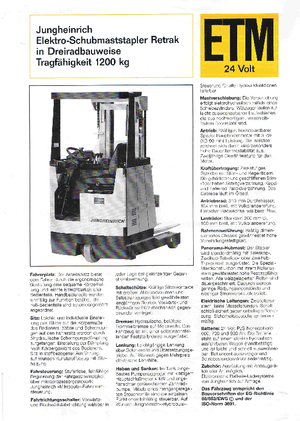 Reachtrucks Jungheinrich Retrak ETM/ETV 12