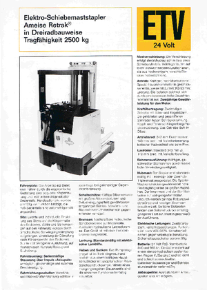 Reachtrucks Jungheinrich Retrak ETM/ETV 25