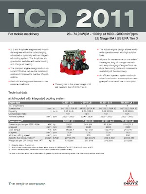 Motoren Deutz TCD 2011 L4 W