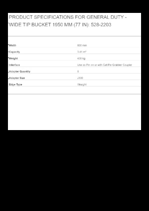 Bakken voor graafmachine Caterpillar 1950 MM