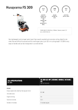 Vloerzagen Husqvarna FS 309