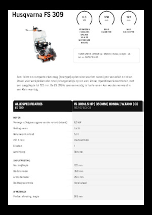 Vloerzagen Husqvarna FS 309