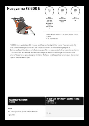 Vloerzagen Husqvarna FS 600 E