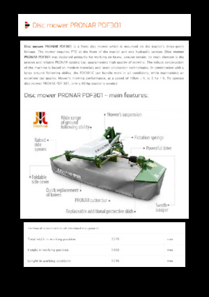 Frontmaaier - Schijf zonder kneuzer Pronar PDF 301