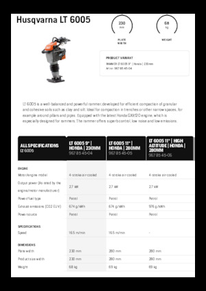 Benzine en Diesel Trilstampers Husqvarna LT 6005