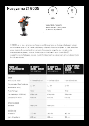 Benzine en Diesel Trilstampers Husqvarna LT 6005