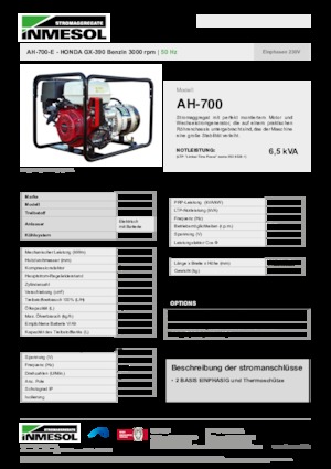 Benzine Generatoren INMESOL AH-700-E