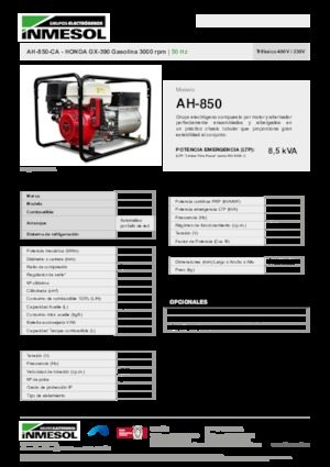 Benzine Generatoren INMESOL AH-850-CA