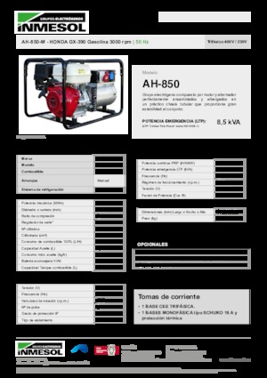 Benzine Generatoren INMESOL AH-850-M