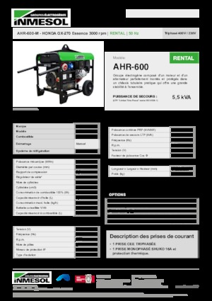 Benzine Generatoren INMESOL AHR-600-M
