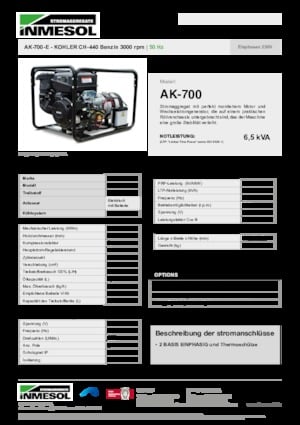 Benzine Generatoren INMESOL AK-700-E