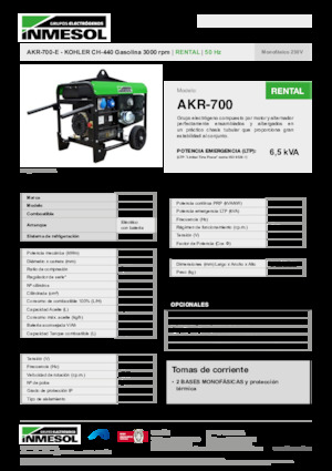Benzine Generatoren INMESOL AKR-700-E