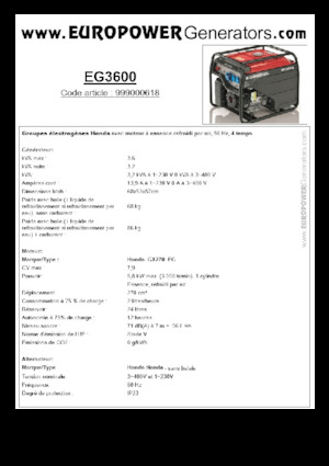 Benzine Generatoren Europower EG3600