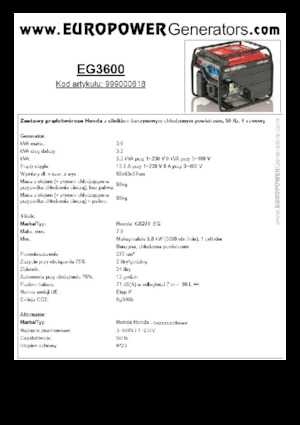 Benzine Generatoren Europower EG3600