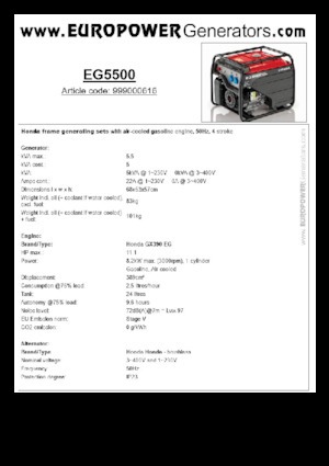 Benzine Generatoren Europower EG5500