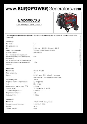 Benzine Generatoren Europower EM5500CXS