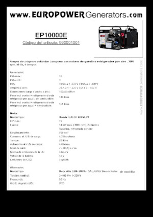 Benzine Generatoren Europower EP10000E (MA)